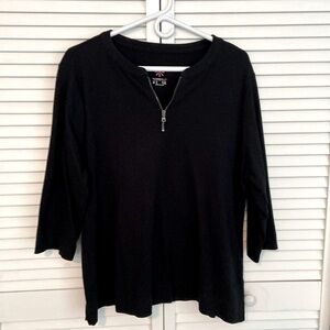 Isaac Mizrahi live! Essentials Half Zip 3/4 Sleeve Top 1X